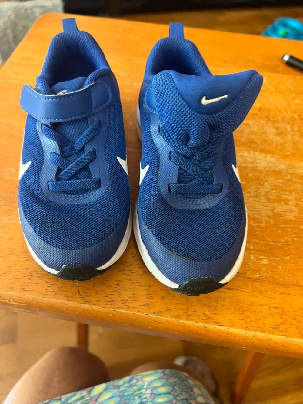 Nike Kids Royal Blue Mesh Sneakers with White Swoosh